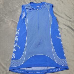 She Beest Womens Small Shirt Workout Bicycle Blue 1/4 Zipper Pockets Mock Neck